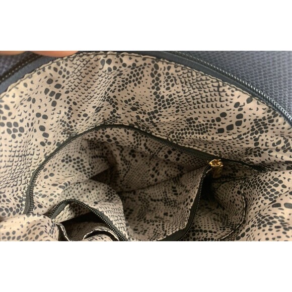 Karla Hanson Blue Metallic Crossbody Purse Bag Tote Organizer Zippers Stud Feet - Picture 9 of 16